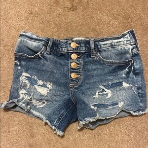 Blue Distressed Denim Jean Shorts